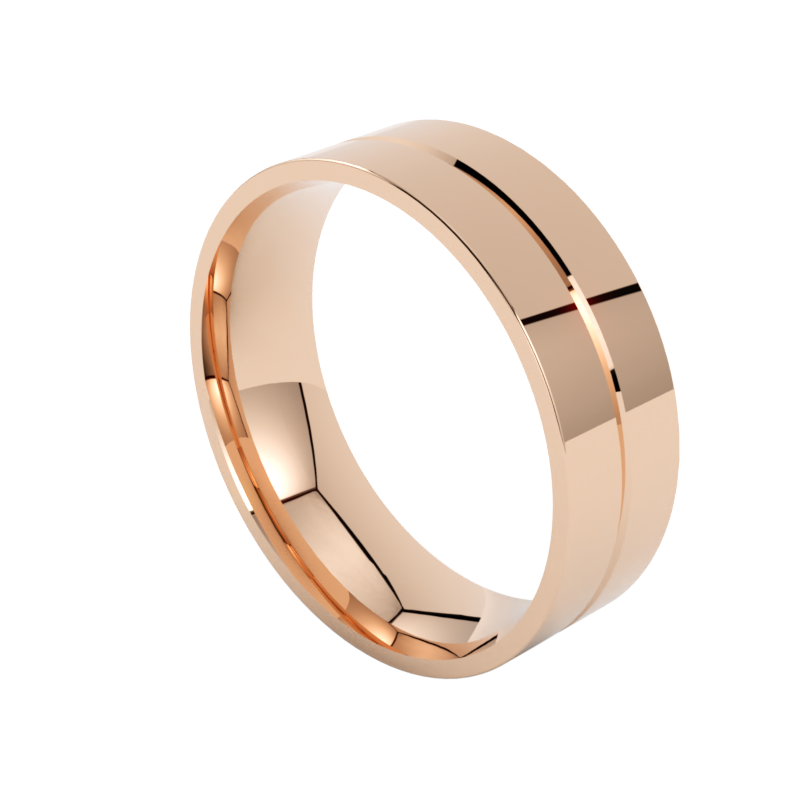 Szykowna obrączka ślubna z różowego złota profil płaski